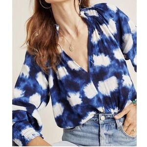 Anthropologie Porridge Shibori Peasant Top Medium Tie Dye